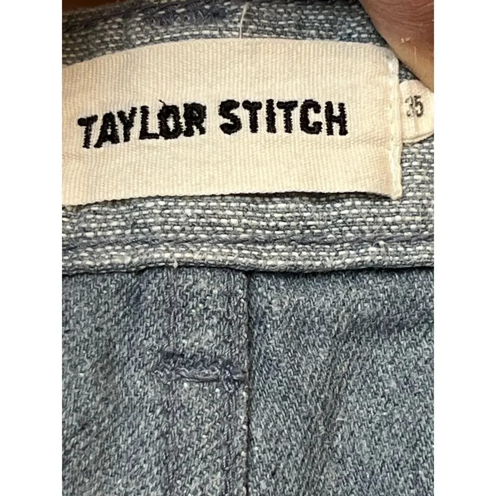 Taylor Stitch Men 35 Blue Textured Stretch Preppy Shorts Premium Casual Chino